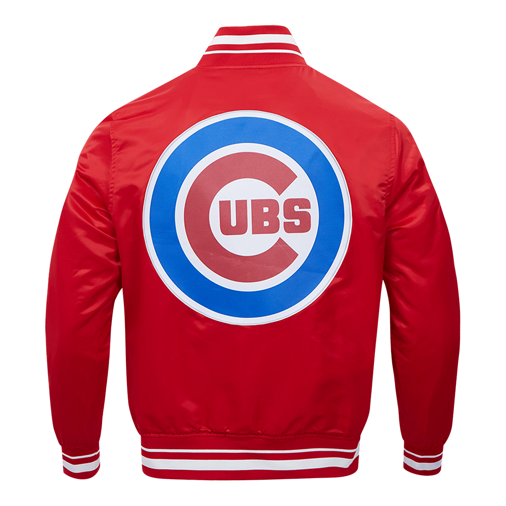 CHAQUETA DE SATÉN PARA HOMBRE MLB CHICAGO CUBS SCRIPT TAIL (ROJA)