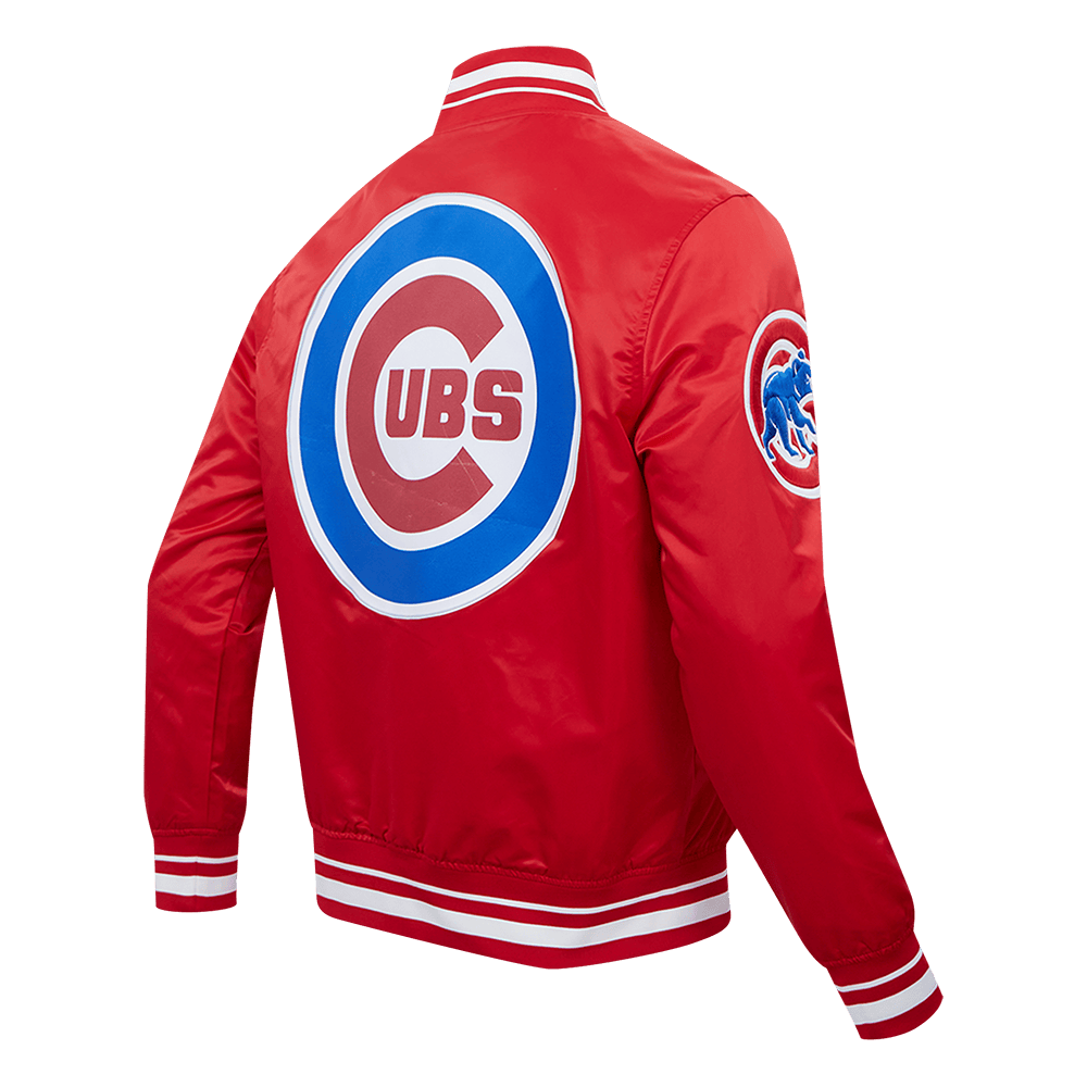 CHAQUETA DE SATÉN PARA HOMBRE MLB CHICAGO CUBS SCRIPT TAIL (ROJA)