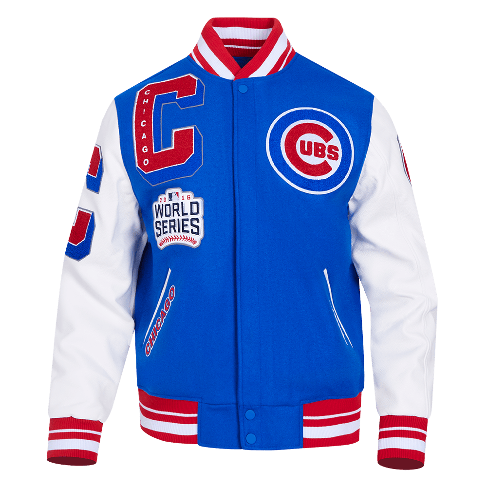 MLB CHICAGO CUBS MASHUP MEN'S RIB WOOL VARSITY JACKET (ROYAL BLUE/RED)