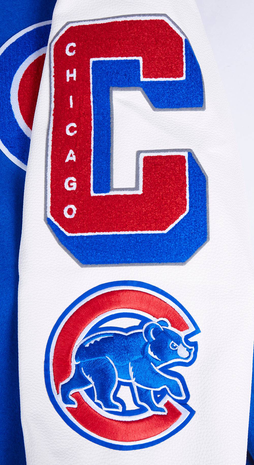 MLB CHICAGO CUBS MASHUP MEN'S RIB WOOL VARSITY JACKET (ROYAL BLUE/RED)