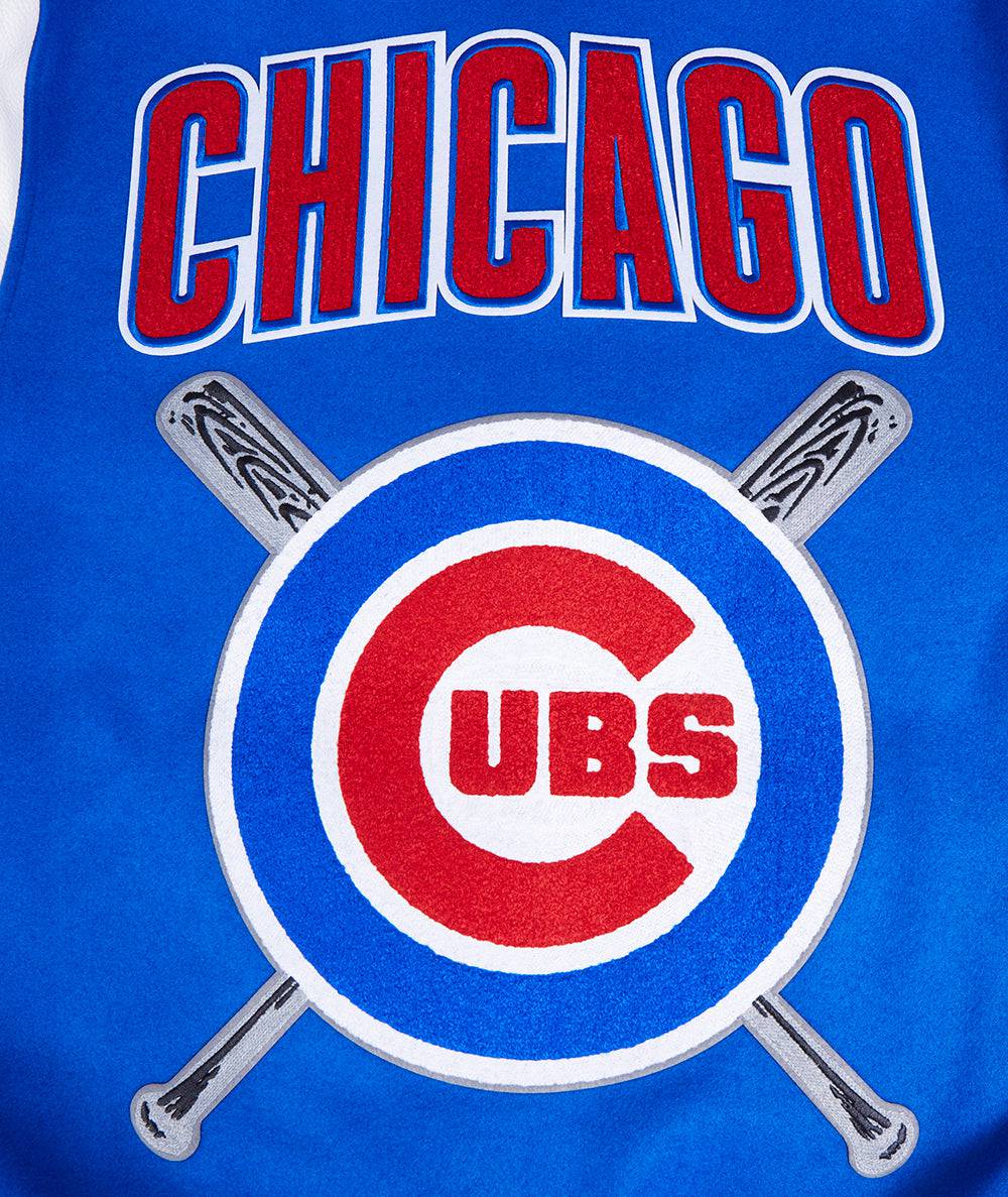 MLB CHICAGO CUBS MASHUP MEN'S RIB WOOL VARSITY JACKET (ROYAL BLUE/RED)