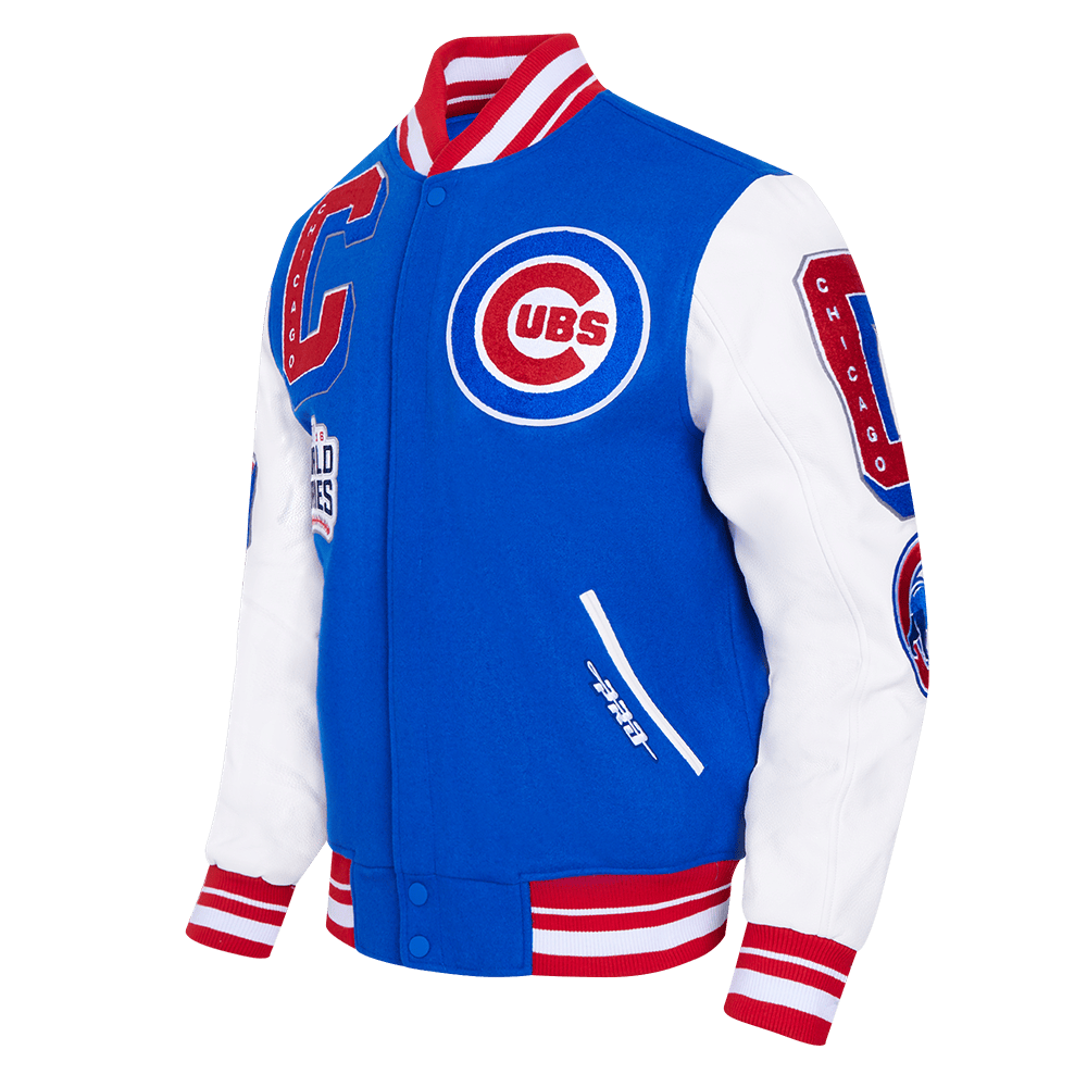 MLB CHICAGO CUBS MASHUP MEN'S RIB WOOL VARSITY JACKET (ROYAL BLUE/RED)