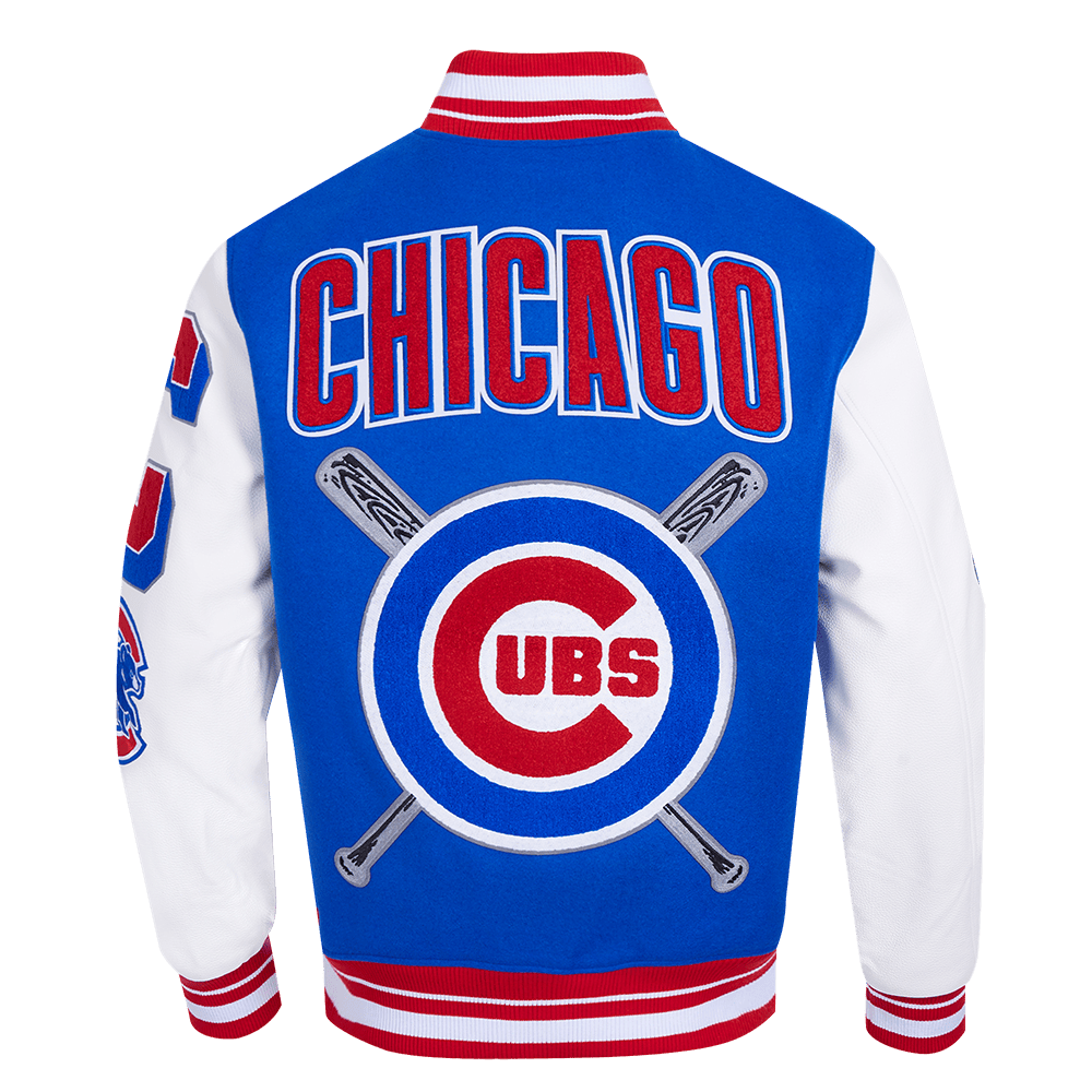 MLB CHICAGO CUBS MASHUP MEN'S RIB WOOL VARSITY JACKET (ROYAL BLUE/RED)