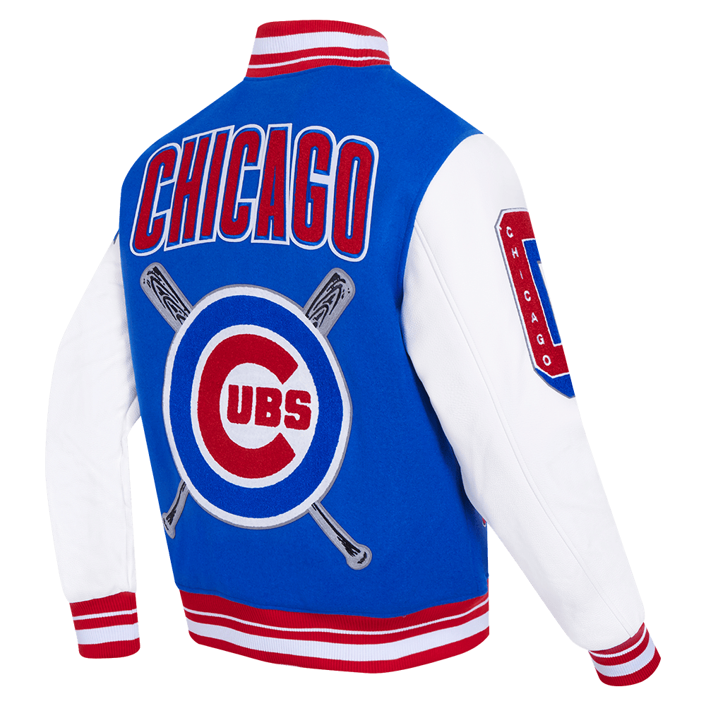 MLB CHICAGO CUBS MASHUP MEN'S RIB WOOL VARSITY JACKET (ROYAL BLUE/RED)