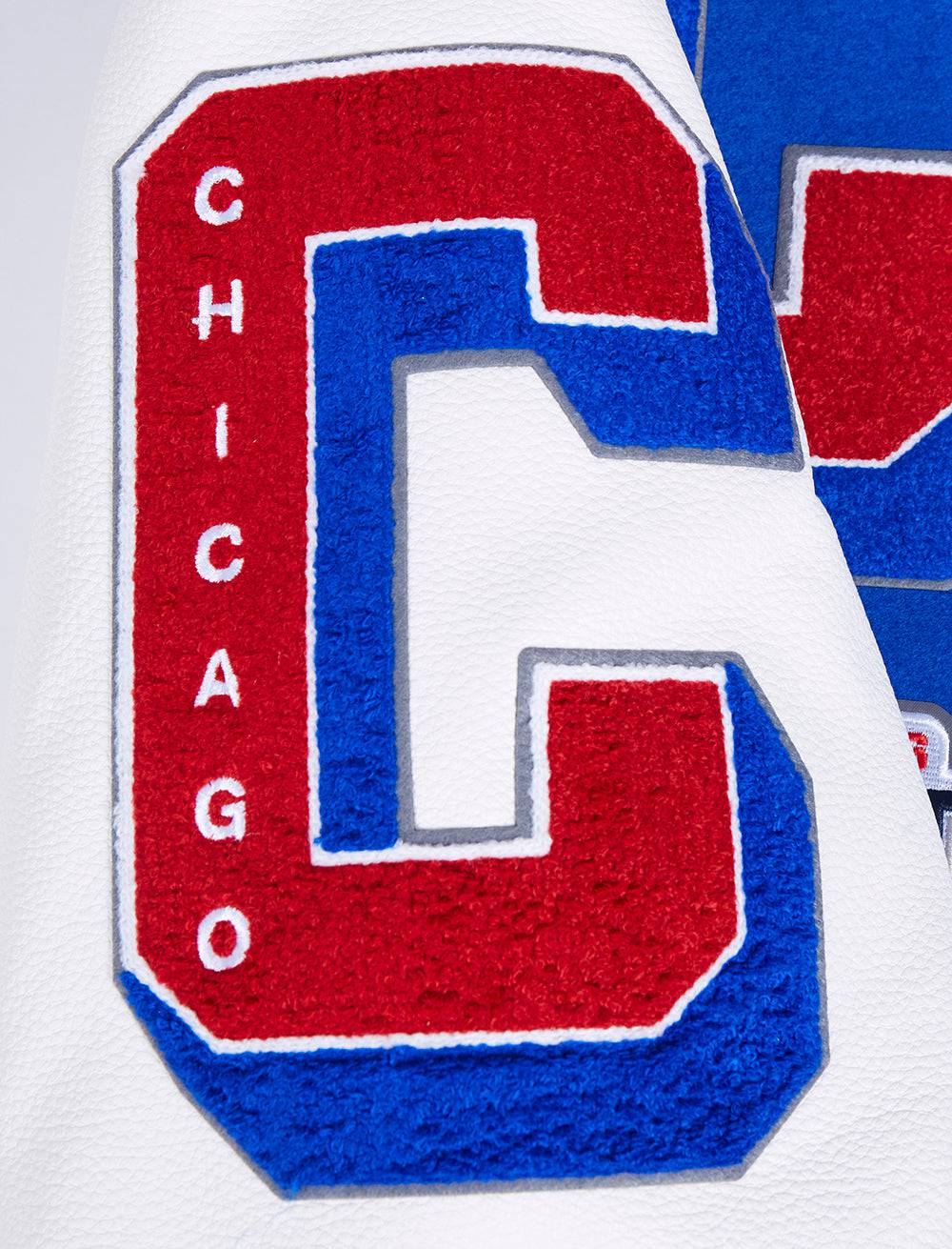 MLB CHICAGO CUBS MASHUP MEN'S RIB WOOL VARSITY JACKET (ROYAL BLUE/RED)
