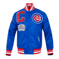 CHAQUETA DE SATÉN ACANALADA MASHUP PARA HOMBRE MLB CHICAGO CUBS (AZUL REAL/ROJO)