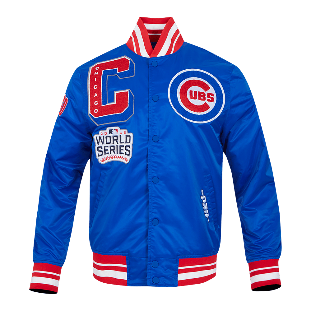 MLB CHICAGO CUBS MASHUP MEN'S RIB SATIN JACKET (ROYAL BLUE/RED)