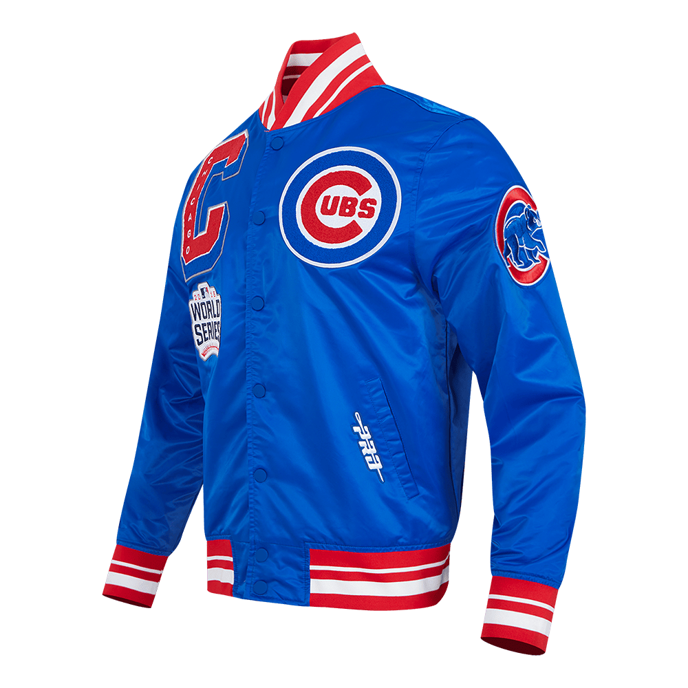 MLB CHICAGO CUBS MASHUP MEN'S RIB SATIN JACKET (ROYAL BLUE/RED)