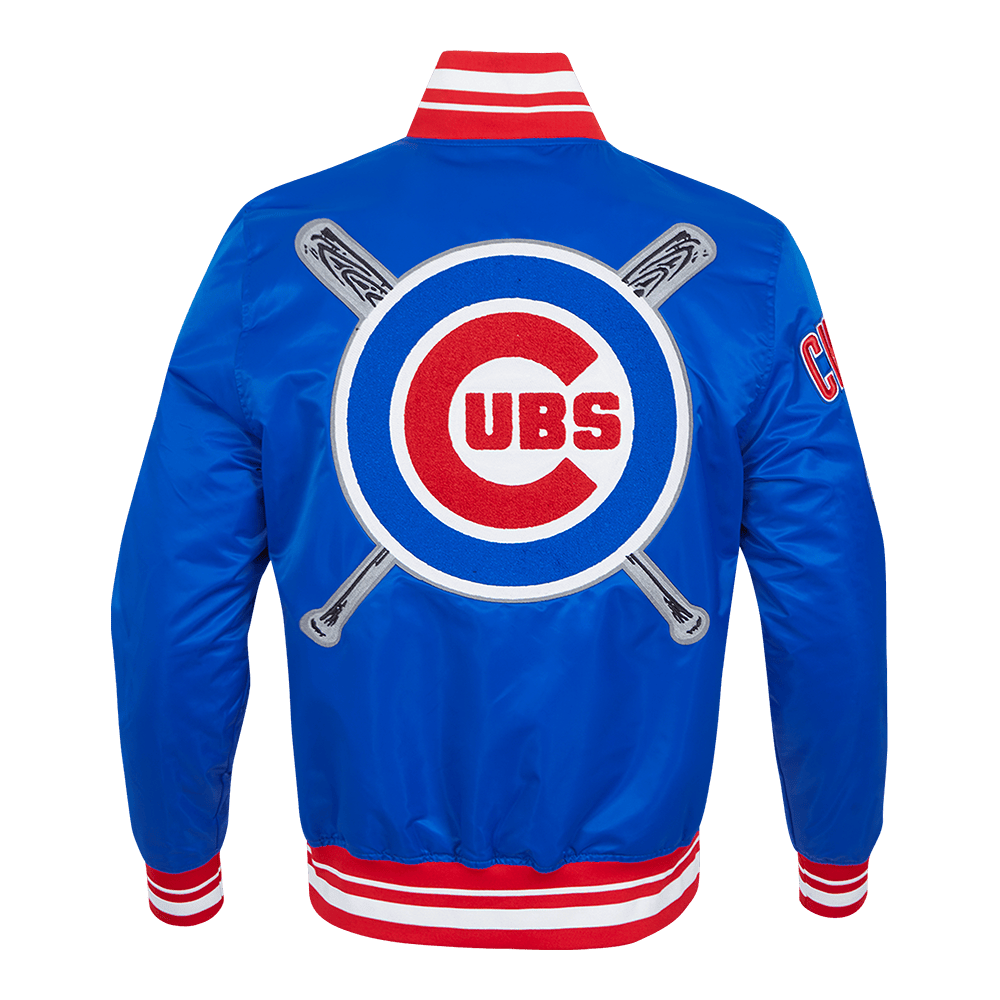 MLB CHICAGO CUBS MASHUP MEN'S RIB SATIN JACKET (ROYAL BLUE/RED)