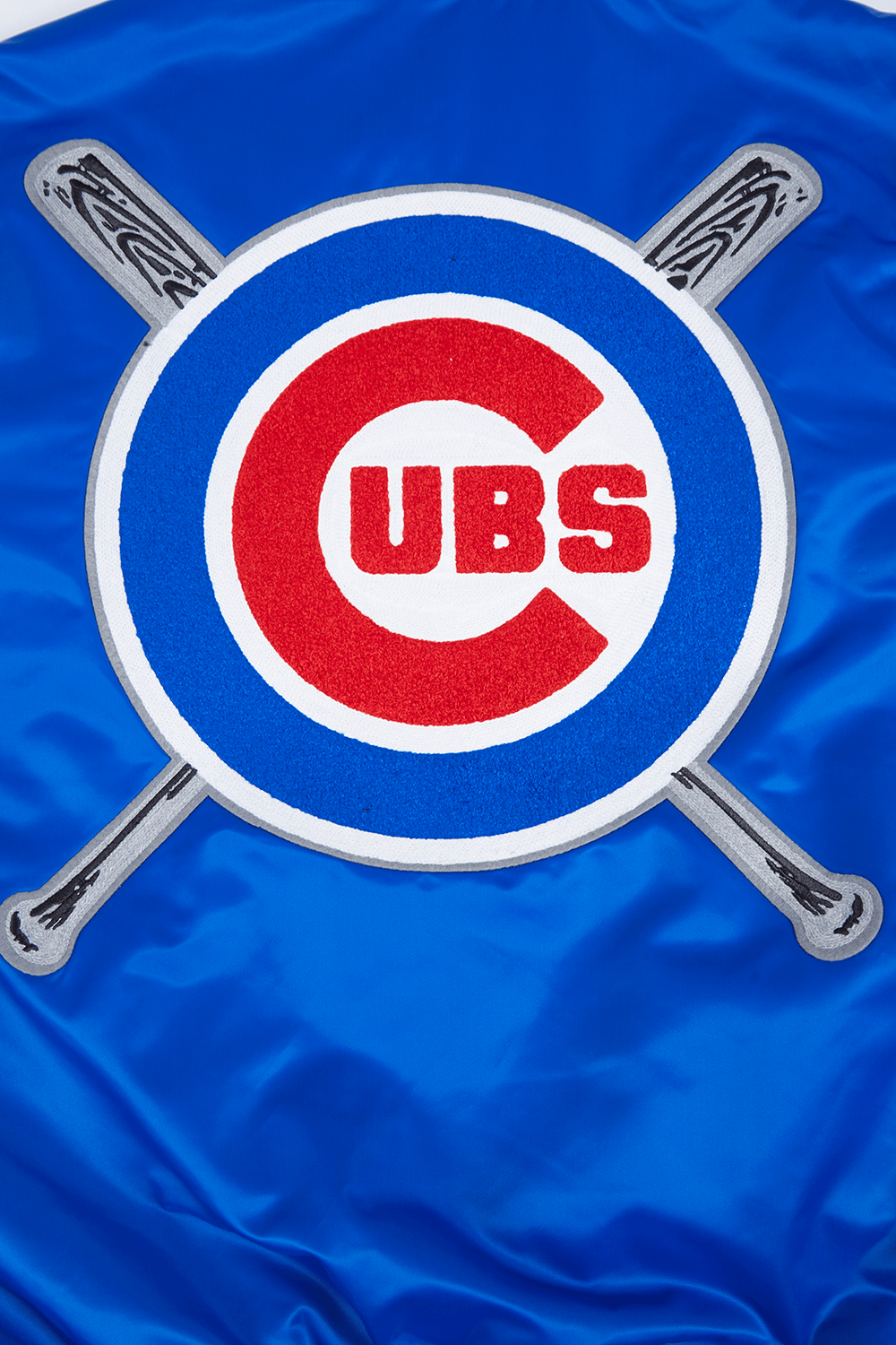 CHAQUETA DE SATÉN ACANALADA MASHUP PARA HOMBRE MLB CHICAGO CUBS (AZUL REAL/ROJO)