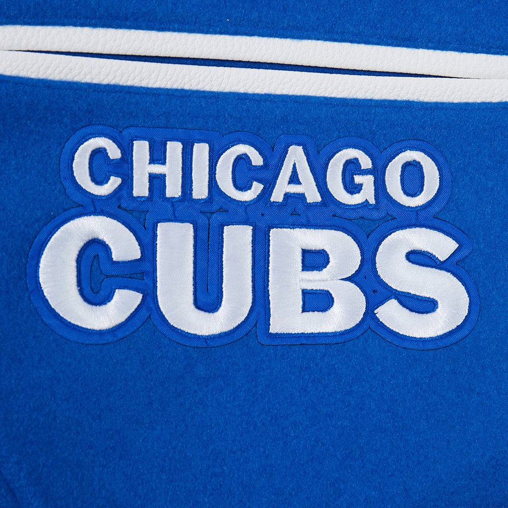 MLB CHICAGO CUBS TEAM BADGE MEN'S RIB WOOL VARSITY JACKET (ROYAL BLUE/RED)