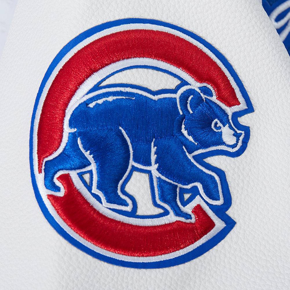 MLB CHICAGO CUBS TEAM BADGE MEN'S RIB WOOL VARSITY JACKET (ROYAL BLUE/RED)