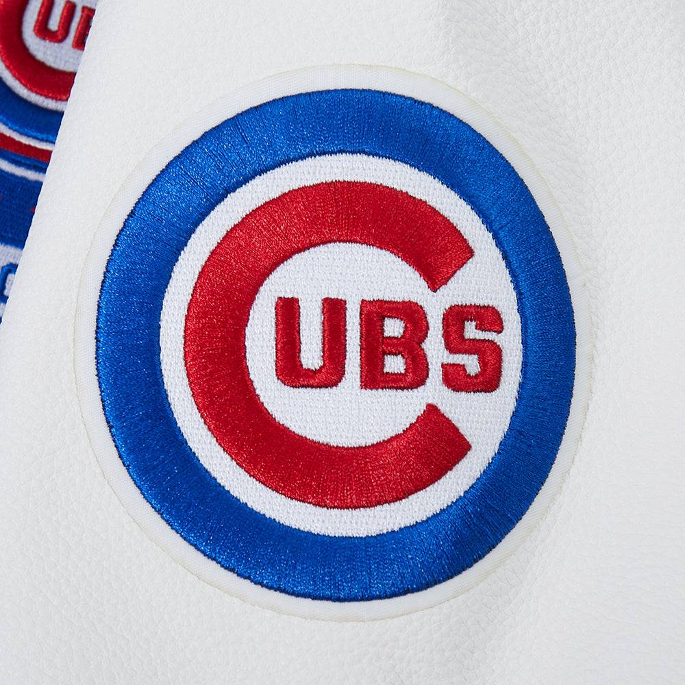 MLB CHICAGO CUBS TEAM BADGE MEN'S RIB WOOL VARSITY JACKET (ROYAL BLUE/RED)