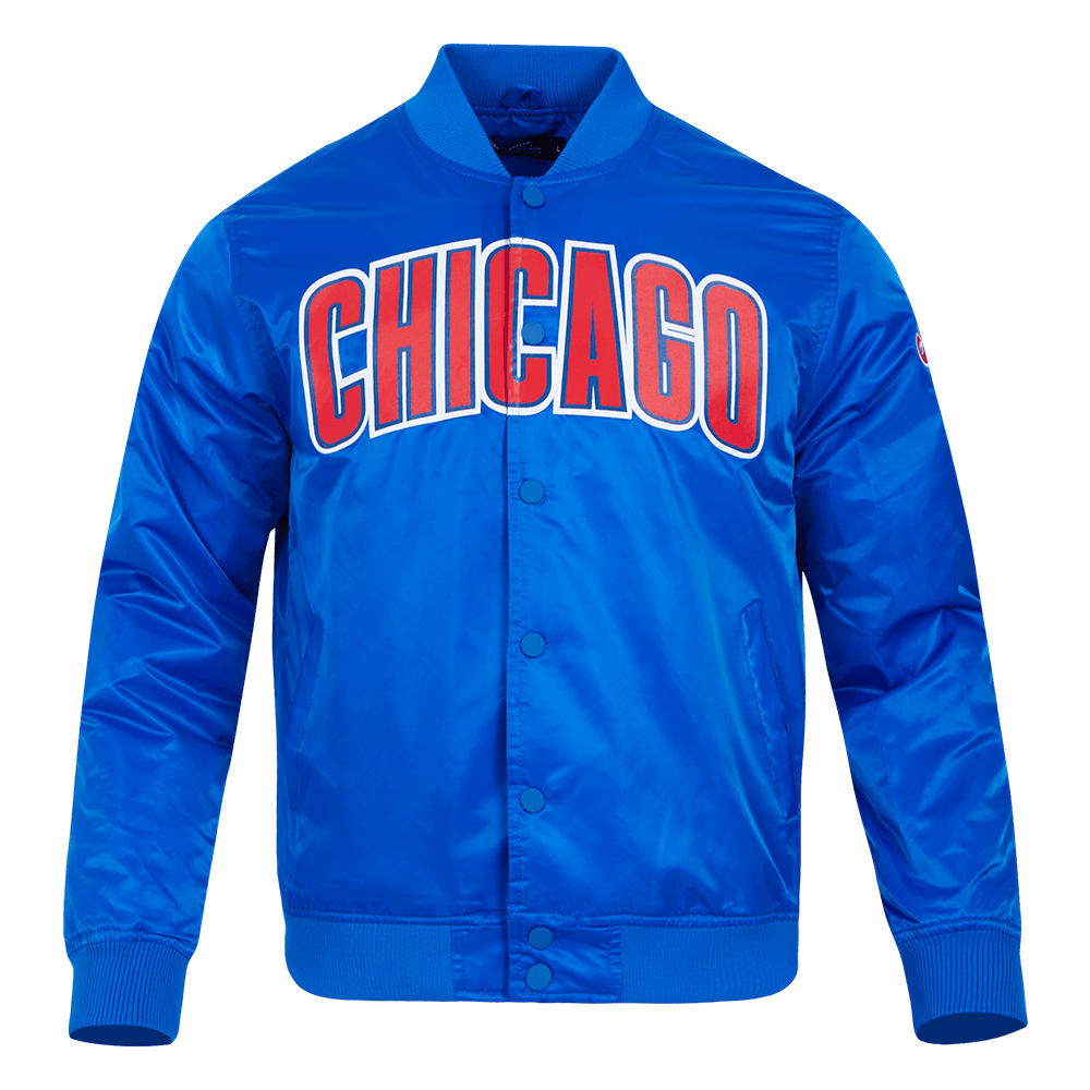 MLB CHICAGO CUBS BIG LOGO MEN'S SATIN JACKET (ROYAL BLUE)