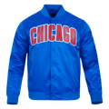 MLB CHICAGO CUBS BIG LOGO MEN'S SATIN JACKET (ROYAL BLUE)