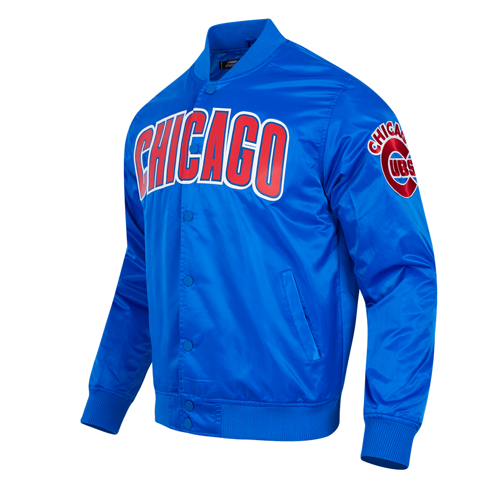 MLB CHICAGO CUBS BIG LOGO MEN'S SATIN JACKET (ROYAL BLUE)