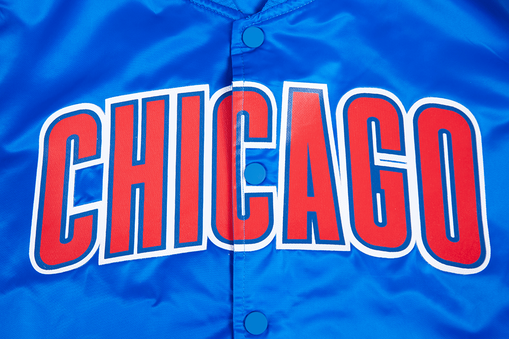 MLB CHICAGO CUBS BIG LOGO MEN'S SATIN JACKET (ROYAL BLUE)