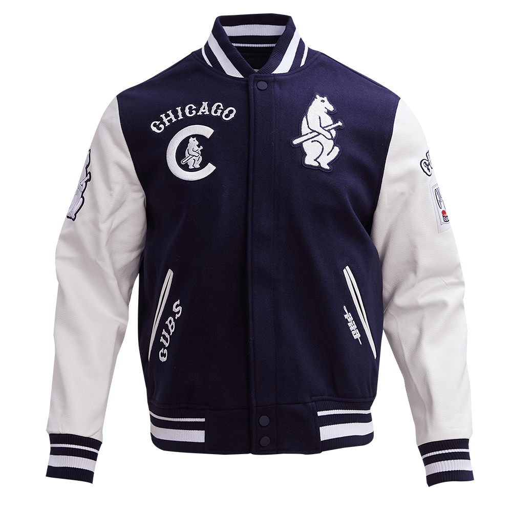MLB CHICAGO CUBS RETRO CLASSIC MEN'S RIB WOOL VARSITY JACKET (MIDNIGHT NAVY/WHITE)