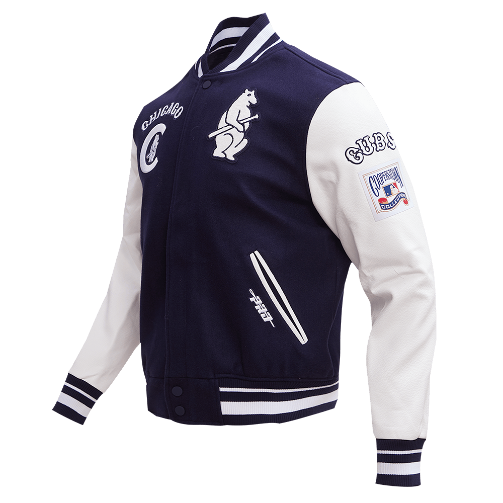 MLB CHICAGO CUBS RETRO CLASSIC MEN'S RIB WOOL VARSITY JACKET (MIDNIGHT NAVY/WHITE)
