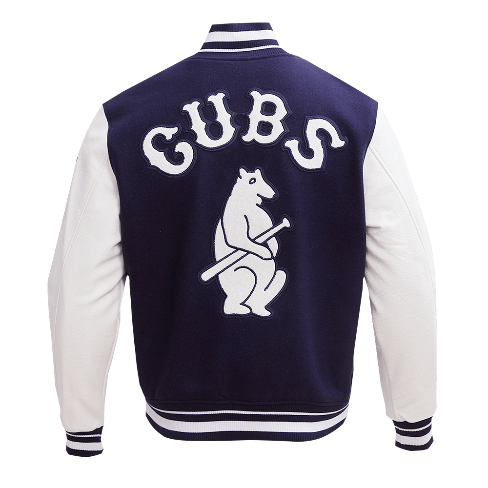 MLB CHICAGO CUBS RETRO CLASSIC MEN'S RIB WOOL VARSITY JACKET (MIDNIGHT NAVY/WHITE)