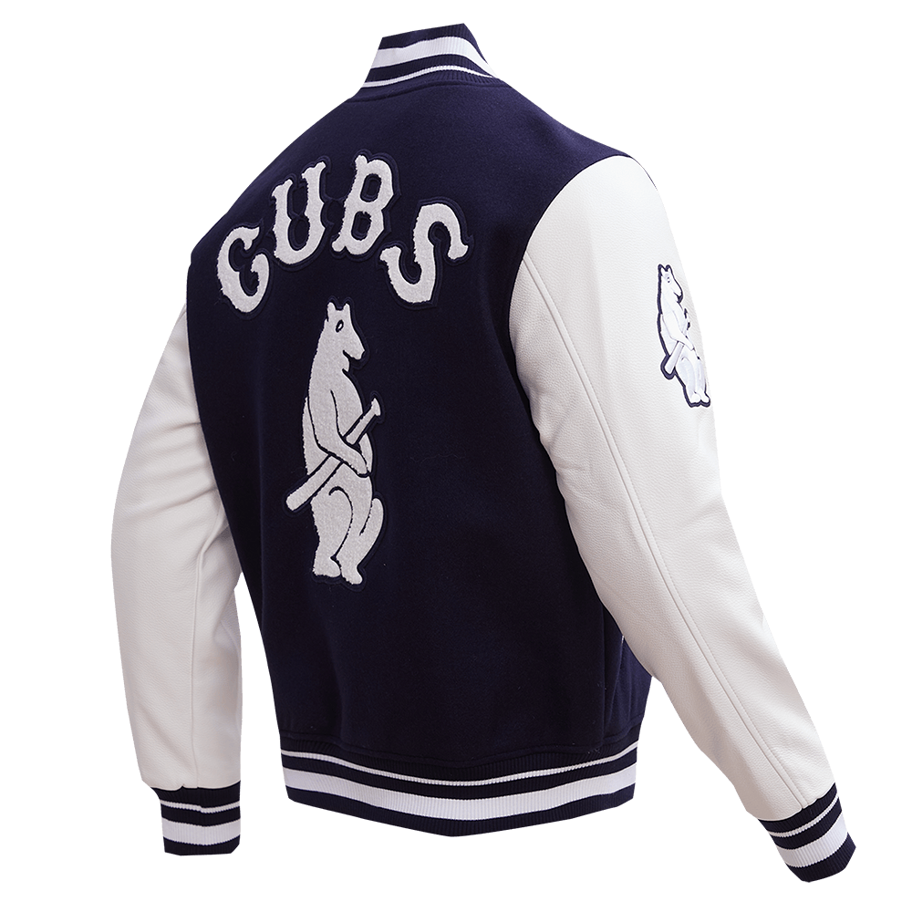 MLB CHICAGO CUBS RETRO CLASSIC MEN'S RIB WOOL VARSITY JACKET (MIDNIGHT NAVY/WHITE)