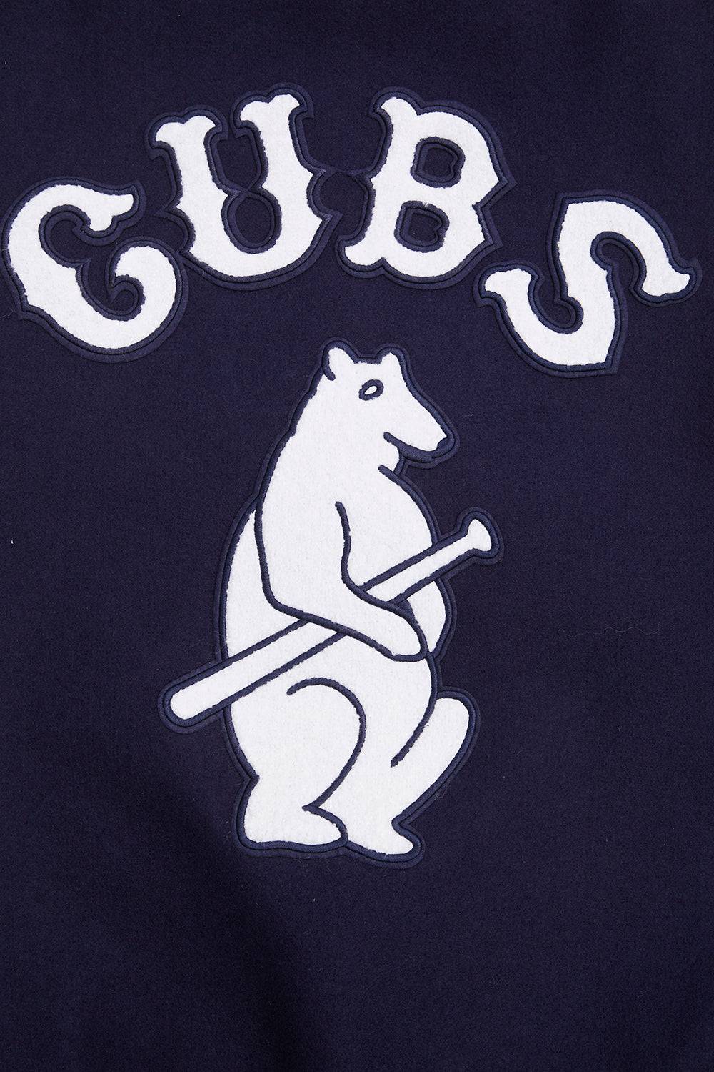 MLB CHICAGO CUBS RETRO CLASSIC MEN'S RIB WOOL VARSITY JACKET (MIDNIGHT NAVY/WHITE)