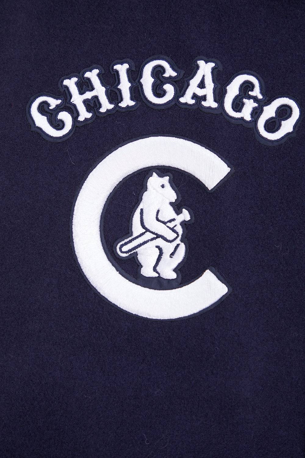 MLB CHICAGO CUBS RETRO CLASSIC MEN'S RIB WOOL VARSITY JACKET (MIDNIGHT NAVY/WHITE)