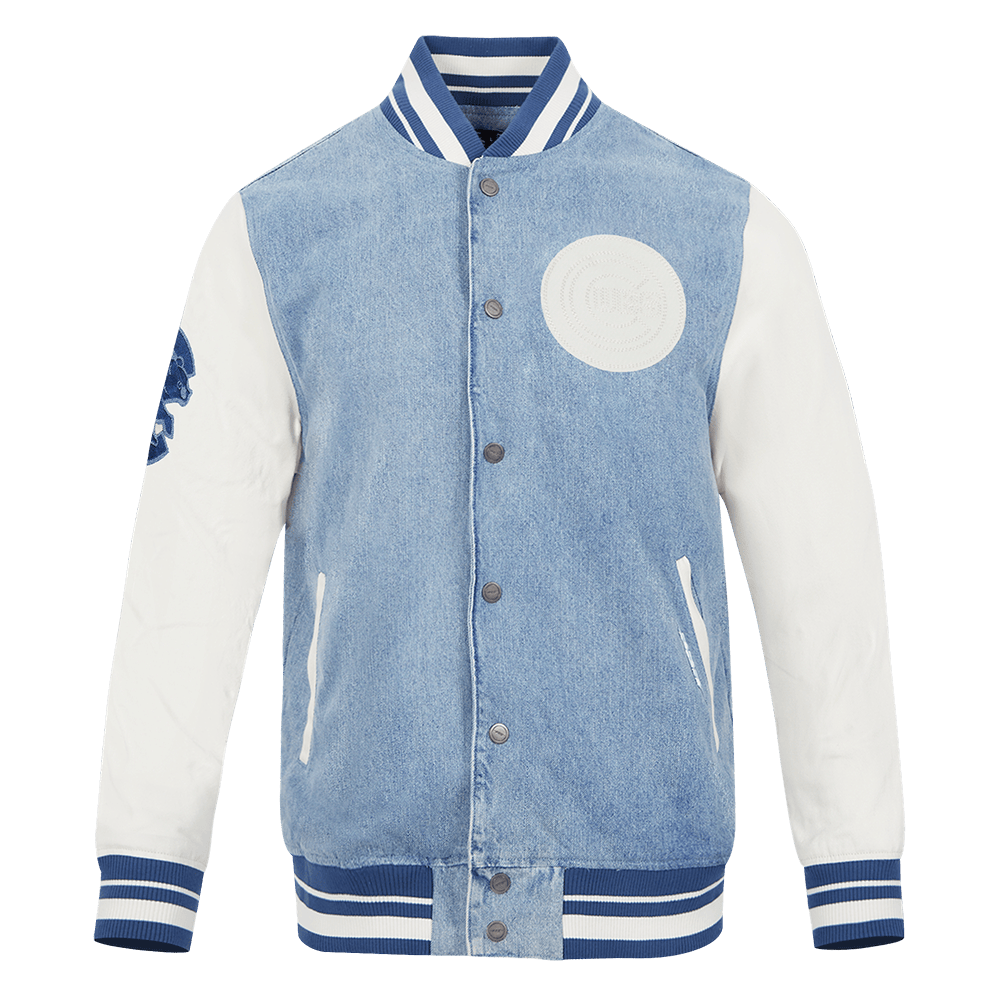 CHAQUETA VARSITY DE DENIM PARA HOMBRE MLB CHICAGO CUBS VARSITY BLUES (DENIM/LINO)