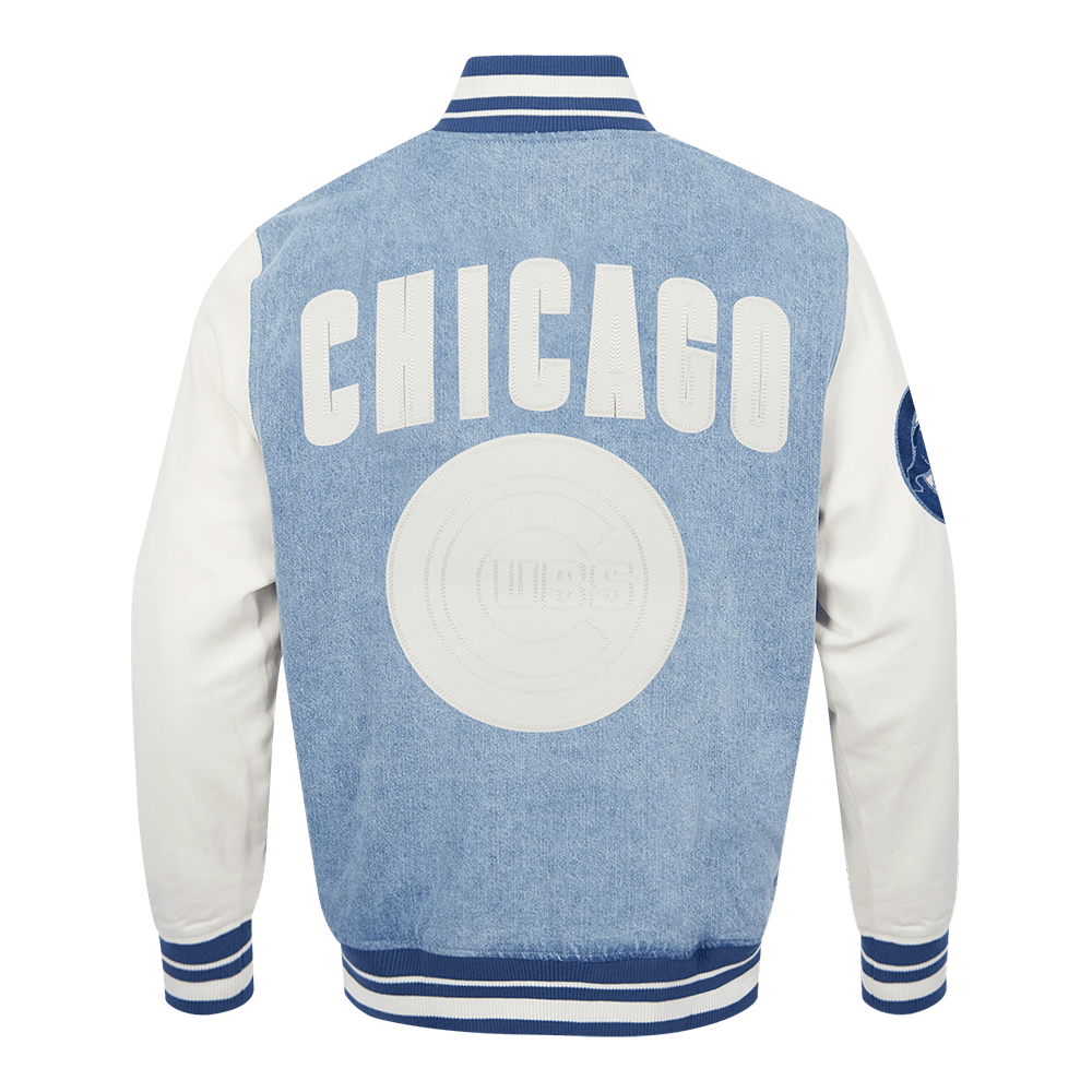 CHAQUETA VARSITY DE DENIM PARA HOMBRE MLB CHICAGO CUBS VARSITY BLUES (DENIM/LINO)