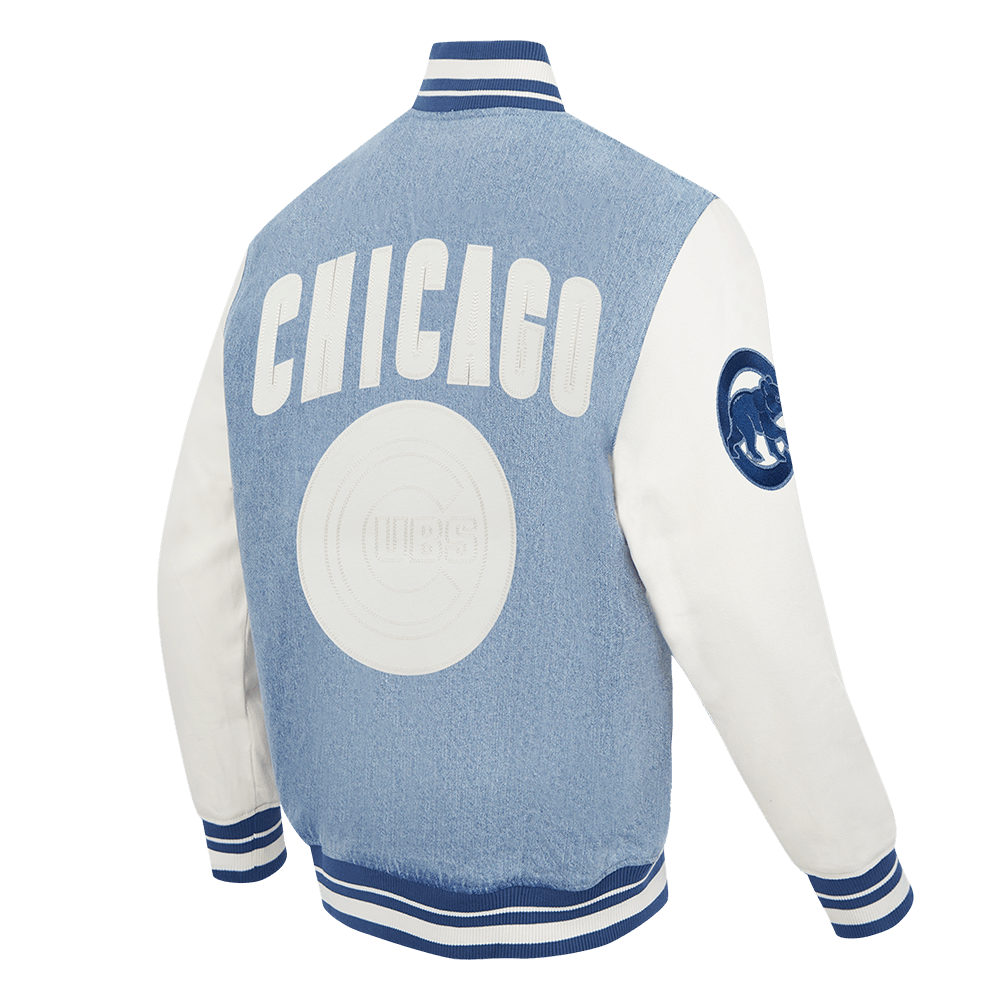 CHAQUETA VARSITY DE DENIM PARA HOMBRE MLB CHICAGO CUBS VARSITY BLUES (DENIM/LINO)