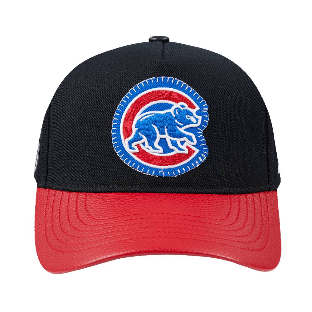 MLB CHICAGO CUBS DIY PICK STITCH LEATHER PINCH FRONT STRAPBACK (BLACK)