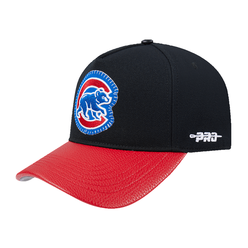 MLB CHICAGO CUBS DIY PICK STITCH LEATHER PINCH FRONT STRAPBACK (BLACK)