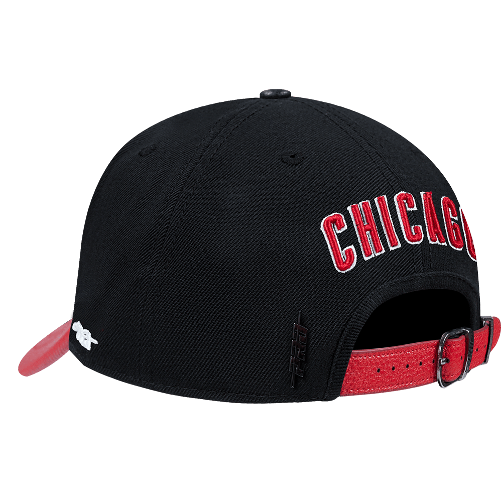 MLB CHICAGO CUBS DIY PICK STITCH LEATHER PINCH FRONT STRAPBACK (BLACK)