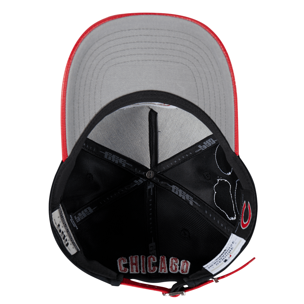 MLB CHICAGO CUBS DIY PICK STITCH LEATHER PINCH FRONT STRAPBACK (BLACK)