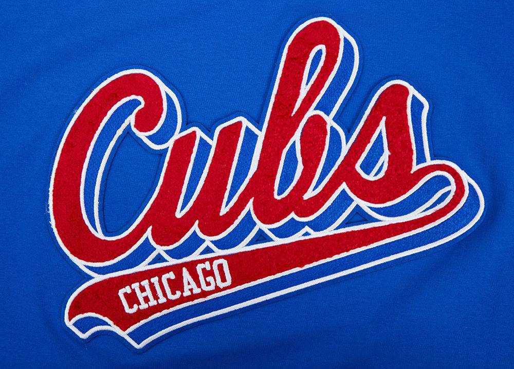 MLB CHICAGO CUBS SCRIPT TAIL WOMEN'S SINGLE JERSEY BOXY TOP (ROYAL BLUE)