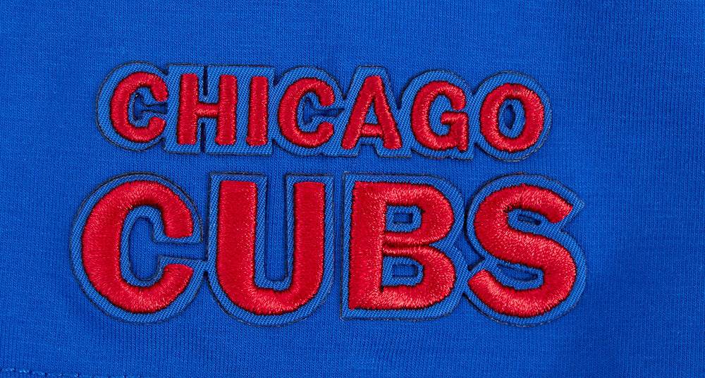 MLB CHICAGO CUBS SCRIPT TAIL WOMEN'S SINGLE JERSEY BOXY TOP (ROYAL BLUE)