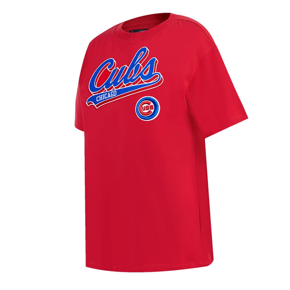 MLB CHICAGO CUBS SCRIPT TAIL WOMEN'S BOYFRIEND TOP (RED)