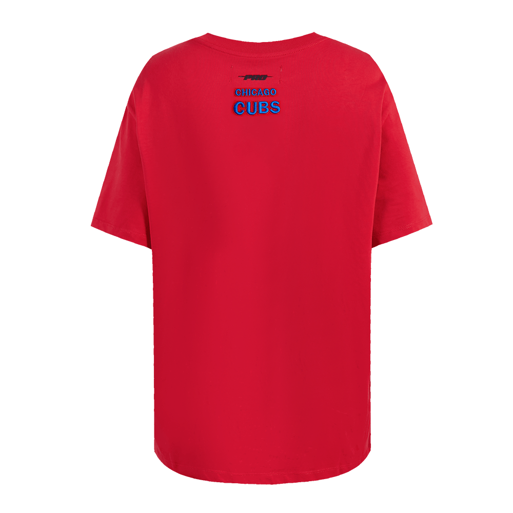 MLB CHICAGO CUBS SCRIPT TAIL WOMEN'S BOYFRIEND TOP (RED)