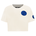 CAMISETA BOXY DE JERSEY SIMPLE TRIPLE TONAL MLB CHICAGO CUBS PARA MUJER (CASCARA DE HUEVO)