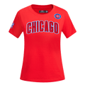 MLB CHICAGO CUBS CLASSIC SHORT SLEEVE WOMEN'S SLIM FIT TOP (RED)