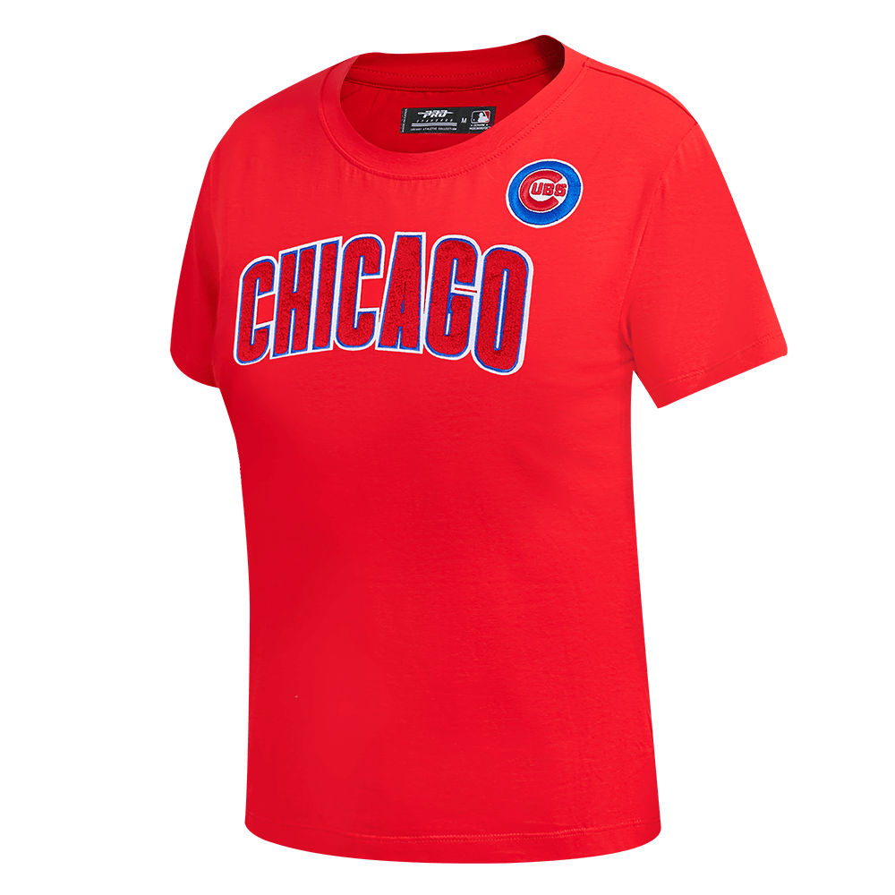 TOP CLÁSICO DE MANGA CORTA AJUSTADO PARA MUJER MLB CHICAGO CUBS (ROJO)