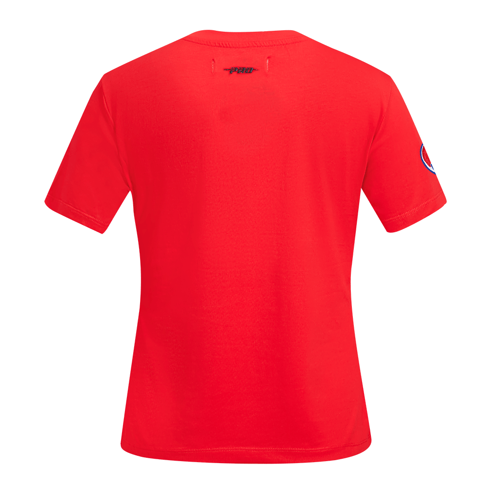 TOP CLÁSICO DE MANGA CORTA AJUSTADO PARA MUJER MLB CHICAGO CUBS (ROJO)