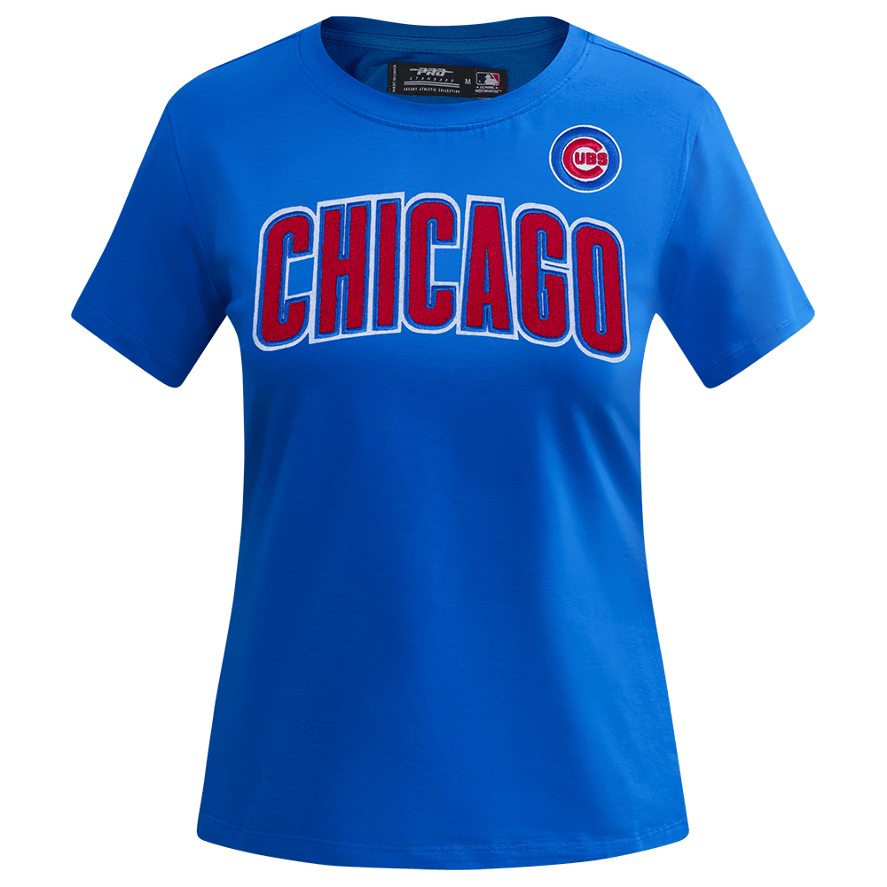 TOP MUJER MLB CHICAGO CUBS CLASSIC DE MANGA CORTA, JERSEY SIMPLE Y CORTE AJUSTADO (AZUL REAL)