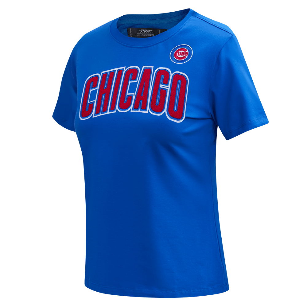 MLB CHICAGO CUBS CLASSIC SHORT SLEEVE WOMEN'S SINGLE JERSEY SLIM FIT TOP (ROYAL BLUE)