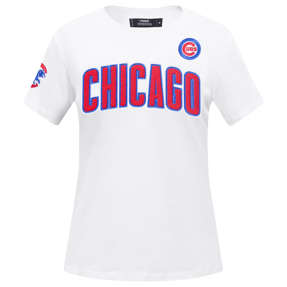 TOP CLÁSICO DE MANGA CORTA AJUSTADO PARA MUJER MLB CHICAGO CUBS (BLANCO)