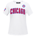 TOP CLÁSICO DE MANGA CORTA AJUSTADO PARA MUJER MLB CHICAGO CUBS (BLANCO)