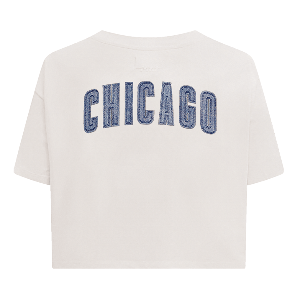 MLB CHICAGO CUBS VARSITY BLUES WOMEN'S BOXY TOP (LINEN)