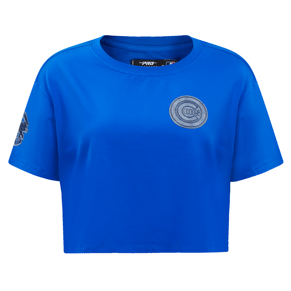 MLB CHICAGO CUBS VARSITY BLUES WOMEN'S BOXY TOP (ROYAL BLUE)