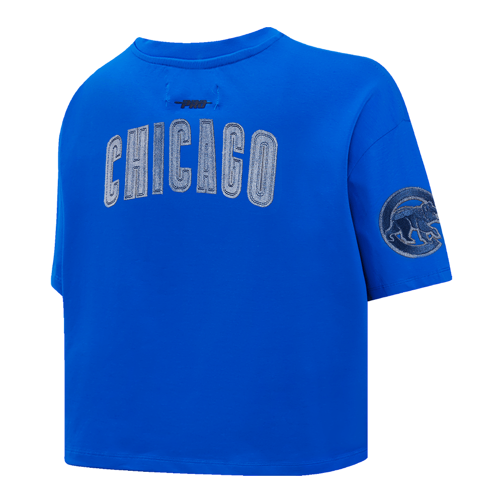 MLB CHICAGO CUBS VARSITY BLUES WOMEN'S BOXY TOP (ROYAL BLUE)