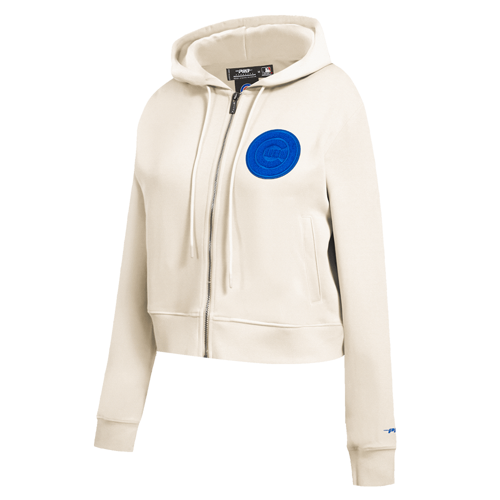 MLB CHICAGO CUBS TRIPLE TONAL WOMEN'S DOUBLE KNIT FULL ZIP HOODIE (EGGSHELL)